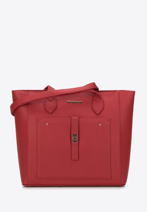 Classic shopper bag with front pocket, red, 29-4Y-002-BF, Photo 1