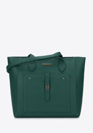 Classic shopper bag with front pocket, green, 29-4Y-002-BZ, Photo 1