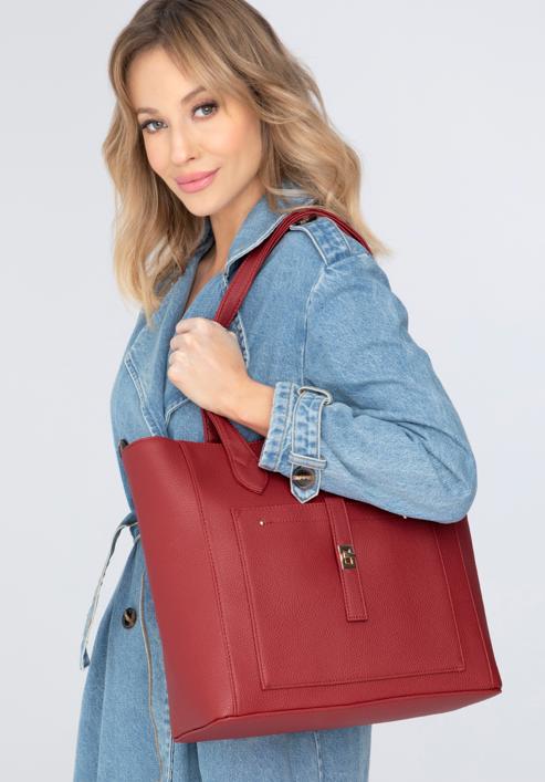 Classic shopper bag with front pocket, red, 29-4Y-002-BF, Photo 15