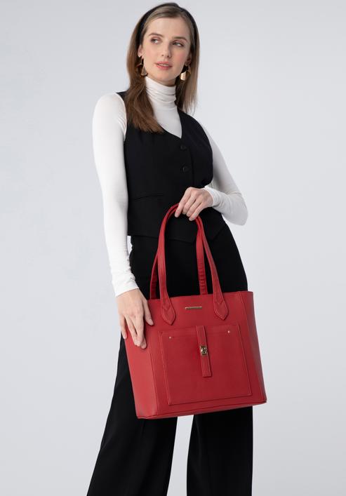 Classic shopper bag with front pocket, red, 29-4Y-002-B33, Photo 16