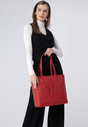 Classic shopper bag with front pocket, red, 29-4Y-002-B33, Photo 1