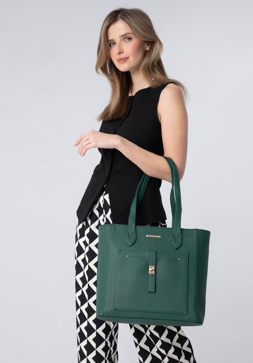 Classic shopper bag with front pocket, green, 29-4Y-002-B33, Photo 16