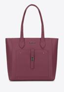 Classic shopper bag with front pocket, plum, 29-4Y-002-BF, Photo 2