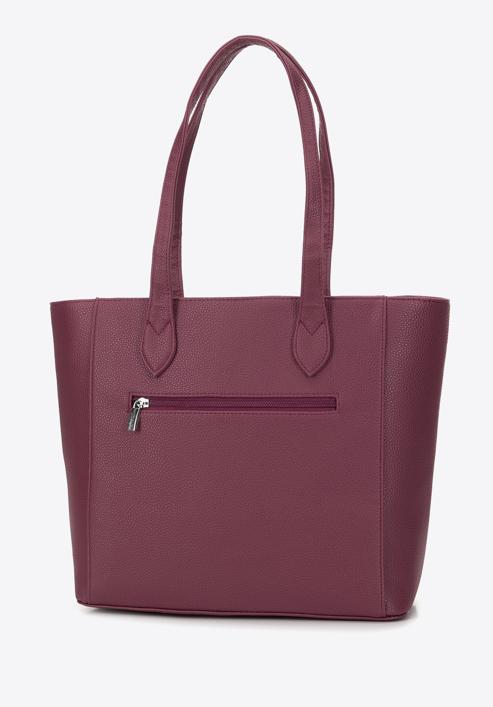 Classic shopper bag with front pocket, plum, 29-4Y-002-B33, Photo 3