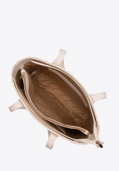 Torebka shopperka klasyczna z kieszenią z przodu, kremowy, 29-4Y-002-B33, Zdjęcie 4