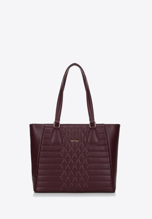 Faux leather quilted shopper bag, plum, 97-4Y-626-5, Photo 2