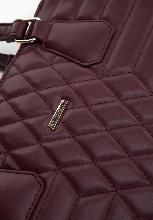 Faux leather quilted shopper bag, plum, 97-4Y-626-5, Photo 5