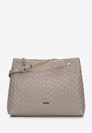 Quilted faux leather shopper bag, beige grey, 97-4Y-603-F, Photo 1