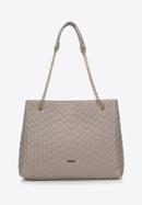 Quilted faux leather shopper bag, beige grey, 97-4Y-603-F, Photo 2