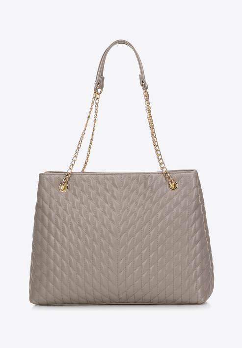 Quilted faux leather shopper bag, beige grey, 97-4Y-603-F, Photo 3