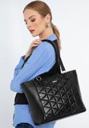 Quilted faux leather shopper bag, black, 97-4Y-606-9, Photo 15