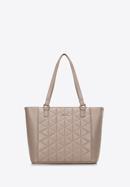 Quilted faux leather shopper bag, beige, 97-4Y-606-9, Photo 2