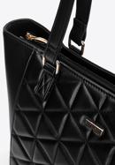 Quilted faux leather shopper bag, black, 97-4Y-606-9, Photo 5