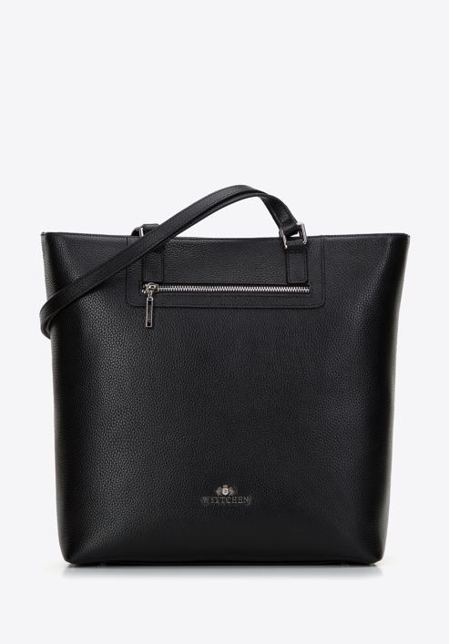 Women's large leather shopper bag, black, 29-4E-018-N, Photo 1