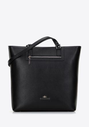 Women's large leather shopper bag, black, 29-4E-018-1, Photo 1