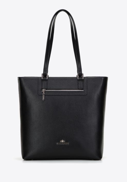 Women's large leather shopper bag, black, 29-4E-018-N, Photo 2