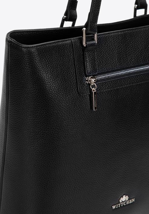 Women's large leather shopper bag, black, 29-4E-018-N, Photo 5