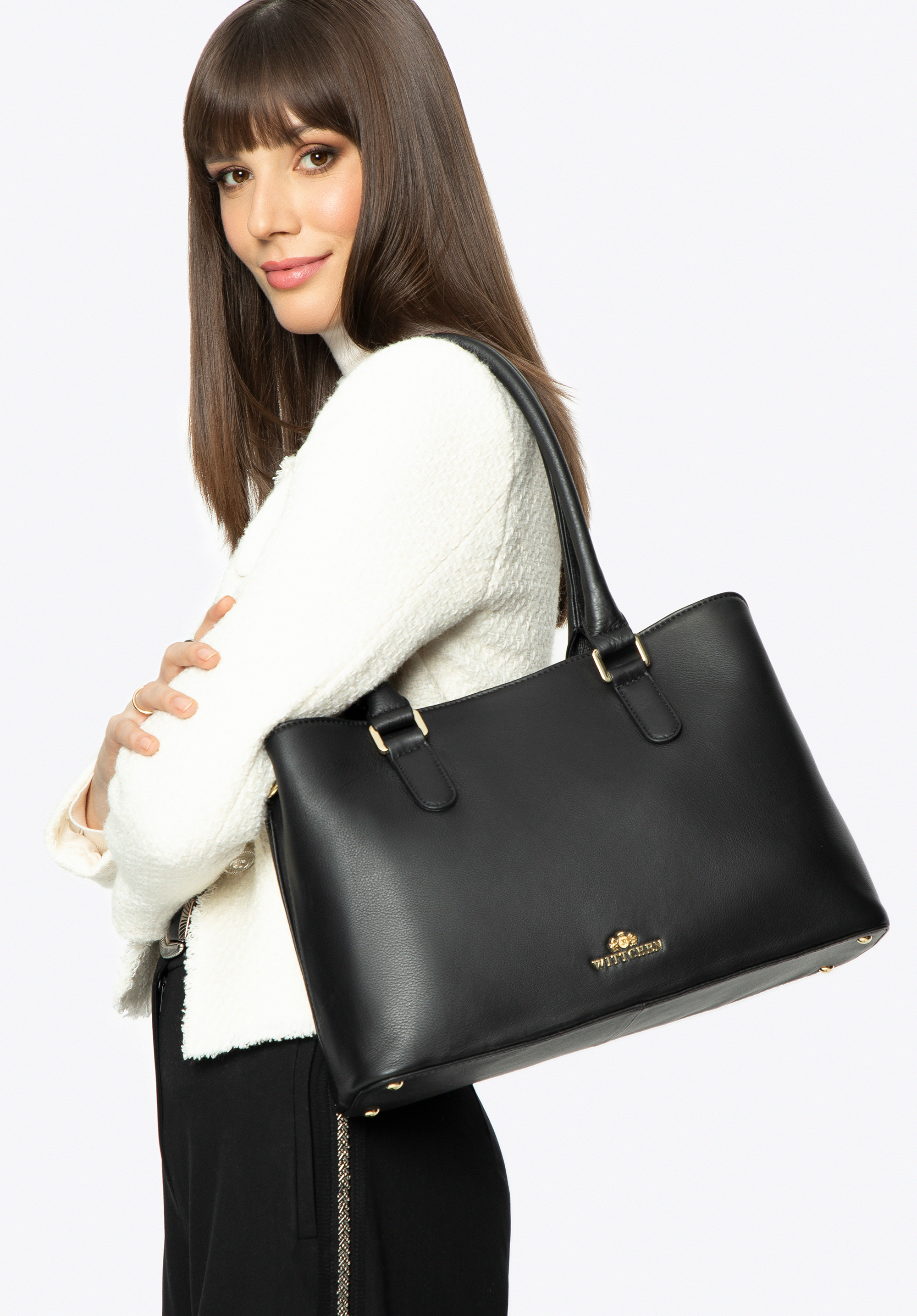 Women's leather shopper bag