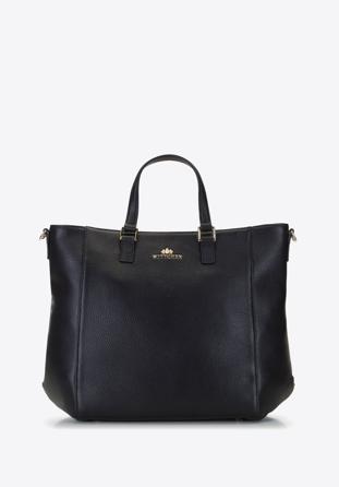 Classic leather shopper bag, black, 92-4E-644-1, Photo 1