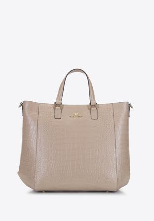 Classic leather shopper bag, light beige, 92-4E-644-9C, Photo 1