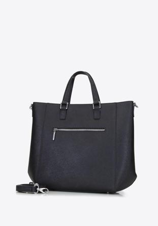 Classic leather shopper bag, black-silver, 92-4E-644-11, Photo 1