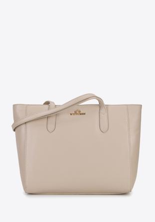 Classic leather shopper bag, beige, 96-4E-007-9, Photo 1