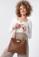 Leather shopper bag on chain shoulder strap, brown, 98-4E-214-1, Photo 15