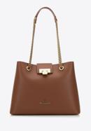 Leather shopper bag on chain shoulder strap, brown, 98-4E-214-1, Photo 2