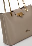 Leather shopper bag on chain shoulder strap, beige, 98-4E-214-9, Photo 5