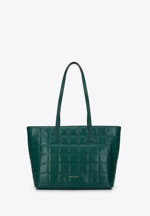 Large quilted leather shopper bag, green, 95-4E-657-Z, Photo 2