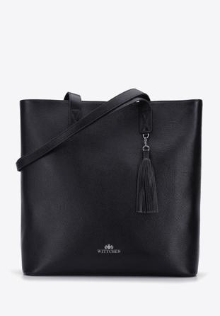 Large leather shopper bag, black, 95-4E-645-1, Photo 1