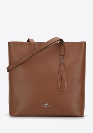 Large leather shopper bag, brown, 95-4E-645-4, Photo 1