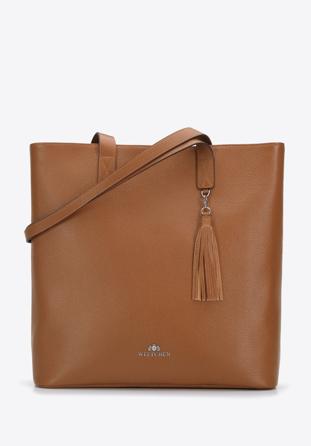 Large leather shopper bag, light brown, 95-4E-645-44, Photo 1