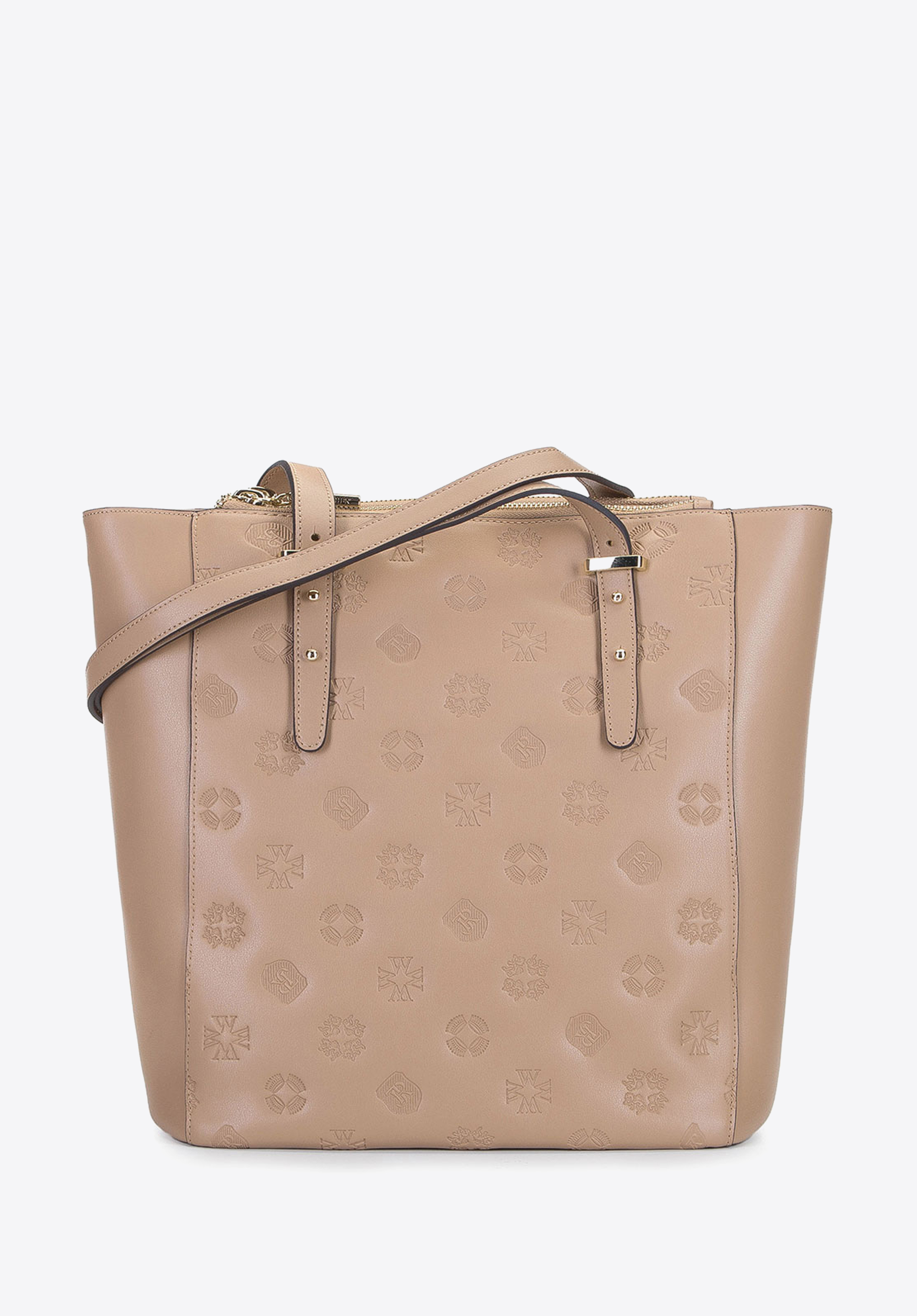 Torebka shopperka skórzana tłoczona w monogram