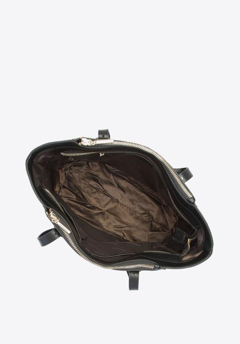 Leather monogram shopper bag, black, 92-4E-696-9, Photo 4