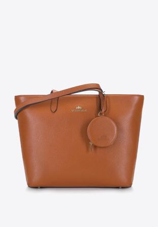 Leather winged shopper bag, brown, 92-4E-642-5, Photo 1
