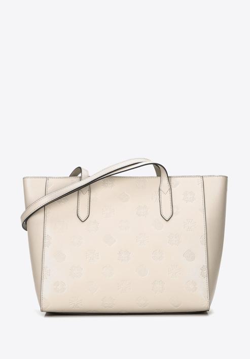 Leather monogram shopper bag, light beige, 96-4E-630-8, Photo 1