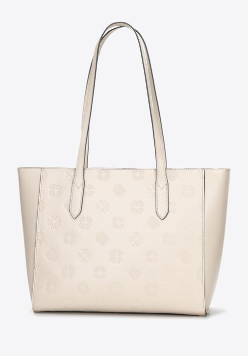 Leather monogram shopper bag, light beige, 96-4E-630-8, Photo 3