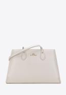 Leather studded shopper bag, cream, 98-4E-608-1, Photo 1