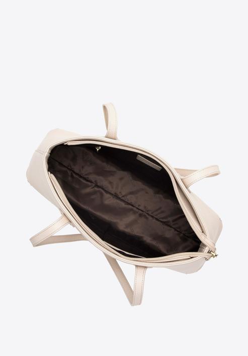 Leather studded shopper bag, light beige, 98-4E-608-9, Photo 4