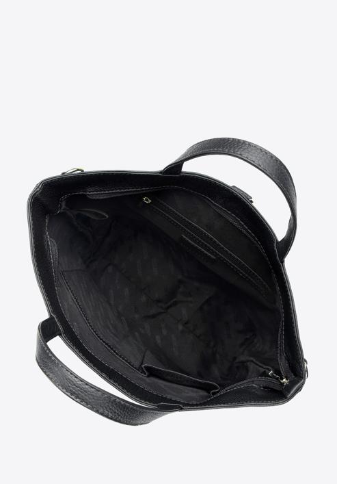 Torebka shopperka skórzana z funkcją plecaka, czarny, 95-4E-019-4, Zdjęcie 4