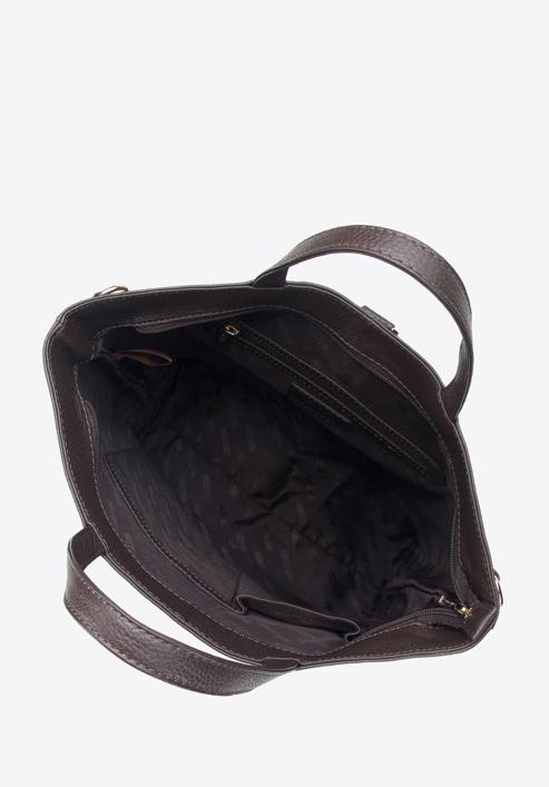 Torebka shopperka skórzana z funkcją plecaka, ciemny brąz, 95-4E-019-11, Zdjęcie 4