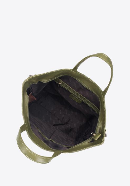 Torebka shopperka skórzana z funkcją plecaka, zielony, 95-4E-019-11, Zdjęcie 4