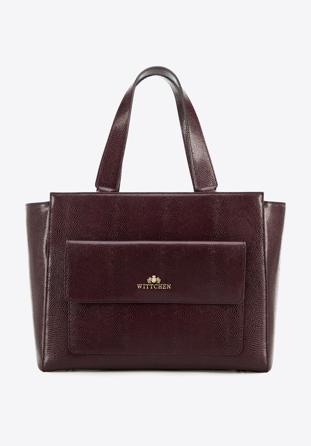Leather shopper bag., deep burgundy, 95-4E-619-3, Photo 1