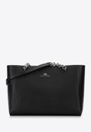 Large leather shopper bag, black-silver, 98-4E-610-0G, Photo 1