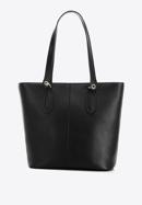 Leather shopper bag with tassel and stud details, black, 95-4E-641-1, Photo 3