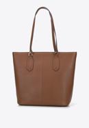 Leather shopper bag with tassel and stud details, brown, 95-4E-641-1, Photo 3