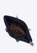 Leather shopper bag with tassel and stud details, navy blue, 95-4E-641-1, Photo 4