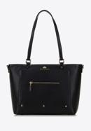 Leather studded shopper bag, black, 98-4E-626-9, Photo 2