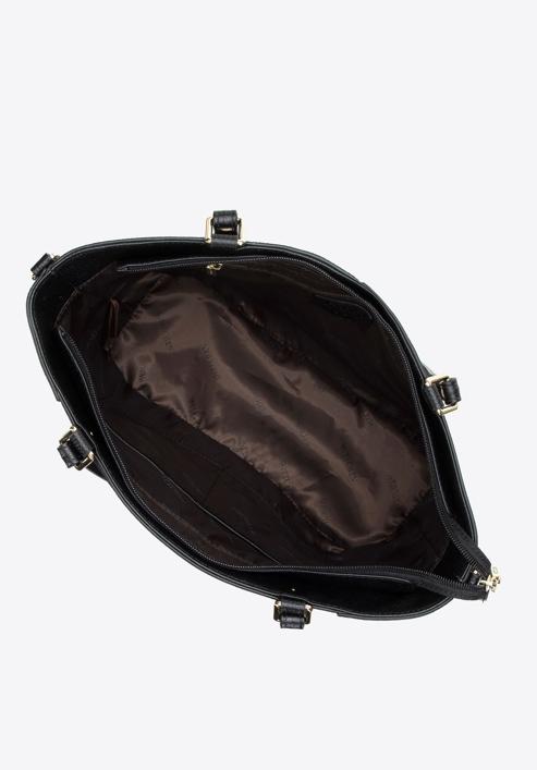 Leather studded shopper bag, black, 98-4E-626-1, Photo 4